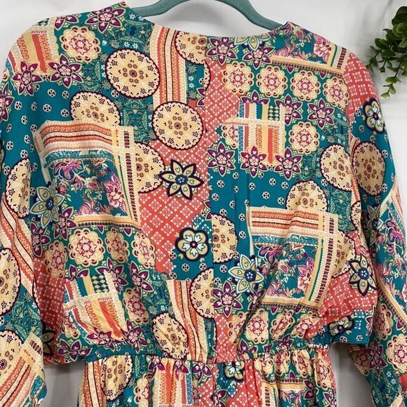 Andree By Unit Women's Long-Sleeve Bohemian Print A-Line Dress Multi-Color Small - Picture 8 of 13